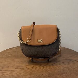 Michael Kors Tan and Brown Crossbody Bag